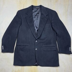 Vintage Bill Blass 100% Camel Hair Blazer Men's Size 42 Classic Black Sport Coat